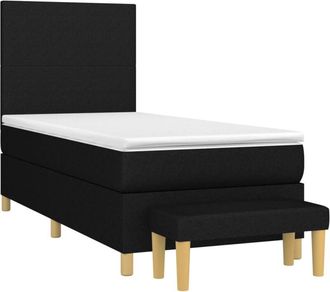 vidaXL Cama Box Spring Con Colch&oacute;n Tela Negro 90x200 Cm Vidaxl