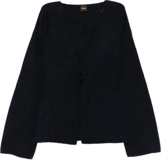 BOSS crew neck cardigan - women - Alpaca/Polyester/Wool - L - Blue