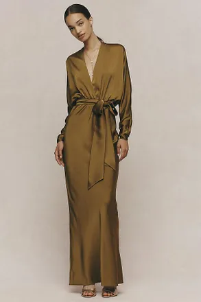 Rococo Sand Dolman-Sleeve Plunge Maxi Dress