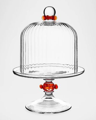 Juliska Nell Ruffle Petite Cake Dome & Stand, Ruby