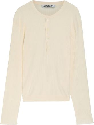 Our Legacy Rib-knit Cotton Henley top - Ivory - 52 (IT52 / XL)