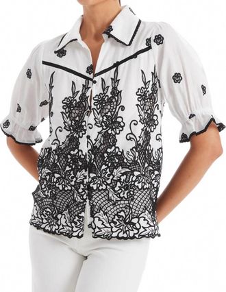 Allison New York Lydia Blouse In White And Black