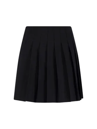 Maison Margiela Black Virgin Wool-Blend Pleated Mini Skirt