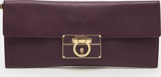 Ferragamo Afef Gancini Purple Leather Clutch