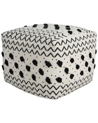 LR Home Abigail White/Black Chevron Hand-Woven Ottoman Pouf