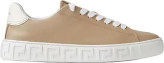 Versace Greca Leren Sneakers - Dames - Sneakers - Beige - 39 1/2 EU - Schoenen
