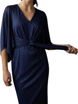 Joseph Ribkoff Drapped Sleeve Dress In Navy