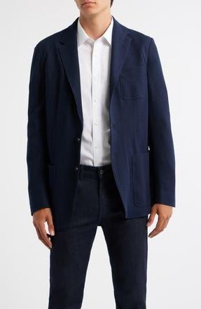 Canali Trim Fit Navy Knit Cotton Blend Blazer at Nordstrom Rack, Size 44 Us / 56 Euregular