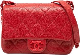 Chanel Pre-owned Mini Classic Flap - Dames - Vintage Mini Tas - Rood - ONE Size - Leer - Vintage