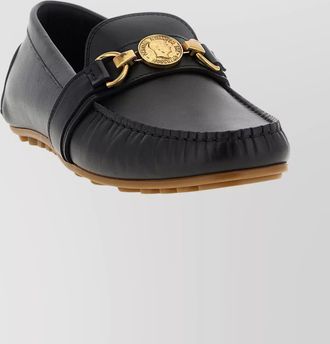 Moschino round toe penny loafers with gold-tone hardware