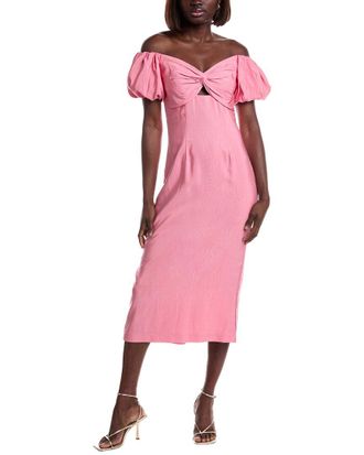 Monique Lhuillier Off-Shoulder Midi Dress