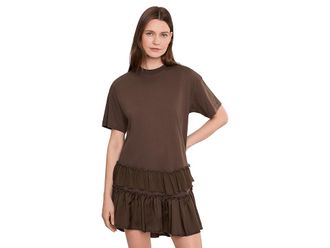 AllSaints Feyre Dress Womens Dress Bitter Brown : LG (US 10-12), Cotton