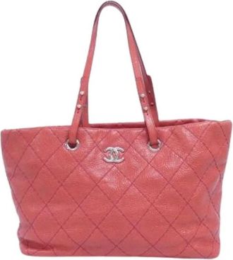 Chanel Pre-owned Vintage Tote Bag - Dames - Vintage Shopper - Roze - ONE Size - Leer - Vintage