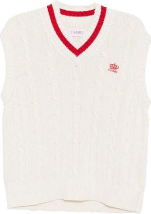 Thames MMXX Gebreide spencer met logo-applicatie - WHITE WITH PRINT