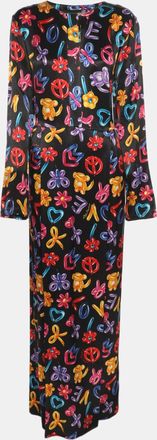 Love Moschino Multicolor Printed Satin Maxi Dress