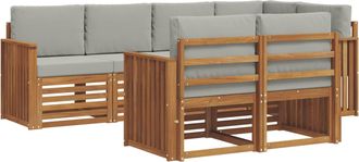 vidaXL Conjunto De Sof&aacute;s De Exterior 7 Uds. Natural Y Gris Claro Vidaxl