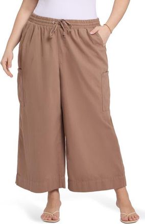 NYDJ Whitney Pull-On Crop Wide Leg Cargo Pants in Toasted Coconut at Nordstrom, Size 4X