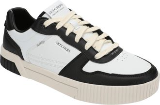 Skechers Mens Jade Strane Shoes, White/Black Duraleather/Trim, 6.5 UK