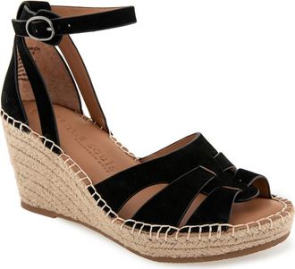 Gentle Souls Espadrille Wedge Sandal in Black Nubuck at Nordstrom, Size 5.5