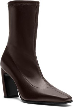 Stuart Weitzman Stassi Stretch Leather Bootie in Midnight Espresso at Nordstrom, Size 6.5