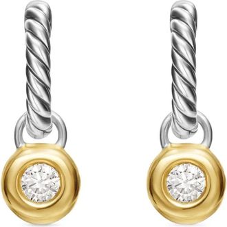 David Yurman Orecchini Petite Cable in oro giallo 14kt e argento sterling con diamanti (17,5mm)