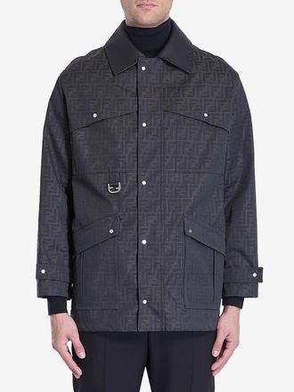 Fendi Mens Embroidered Canvas Coat - Dark Grey - Size EU 46 (Mens)