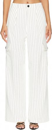 Pistola Denim Brynn High Rise Relaxed Stripe Cargo Pants In Le Blanc Pinstripe