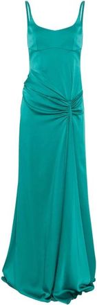 Alexander McQueen Kleedjes, Dames, Groen, S, Gekreukelde scoop neck avondjurk