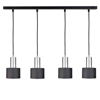 Netlighting Luce Bar Pendant Ceiling Light Black Silver 100cm 4x E27