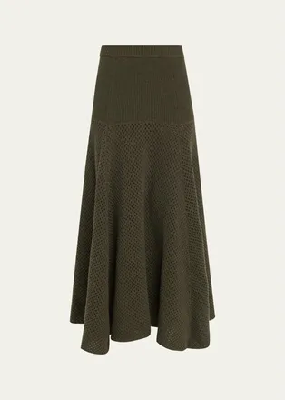 Ulla Johnson Lucia Wool Open Knit Midi Skirt