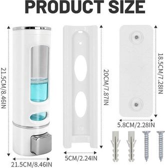 OEM Dispensador De Jab&oacute;n Mural - Blanco - Compartimento &Uacute;nico - Recargable - Bomba De Jab&oacute;n Colgante - Para Ducha Y Ba&ntilde;o - Dise&ntilde;o Moderno - 400 Ml