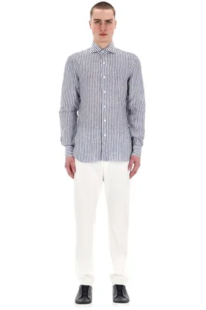 Barba Dandylife Line Linen Tailored Stripe Shirt