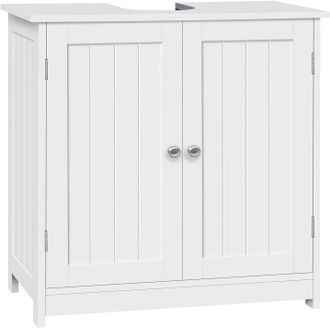Woltu Woltu Mueble De Ba&ntilde;o En Forma De U Bajo Lavabo, Ahorra Espacio, Con Estante Ajustable, 60 X 30 X 60 Cm, Blanco