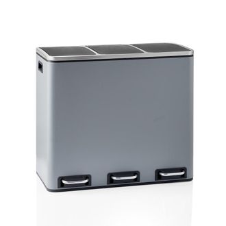 hjh OFFICE Cubo de basura de acero de 54 litros gris oscuro