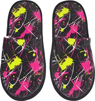 Generic Slippers For Women Abstract Pink Tie Dye Print House Slippers For Women Casual Anti-Skid MenS Warm Slip On Slipper, For Home, Hotel, Travel, L
