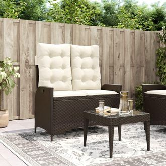 vidaXL Vidaxl - Sill&oacute;n Reclinable De Jard&iacute;n Con Cojines Rat&aacute;n Sint&eacute;tico Marr&oacute;n
