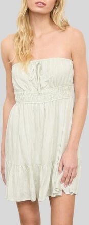 Blu Pepper Stripe Ruffled Hem Strapless Dress in Olive at Nordstrom, Size Medium