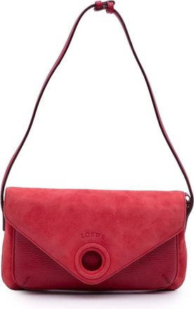 Loewe Borsa a spalla in pelle liscia e scamosciata v - Rosso