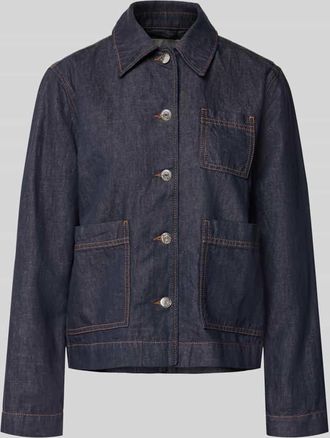 Marc O'Polo Regular Fit Jeansjacke aus Baumwoll-Leinen-Mix in Jeansblau, Größe XL