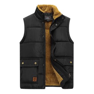 Generic Mens Outerwear Gilets Winter Fleece Lined Body Warmer Sleeveless Jacket Outdoor Work Gilets with 4 Pockets