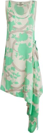 Fendi Kleedjes, Dames, Veelkleurig, S, Floral Silk Midi Dress