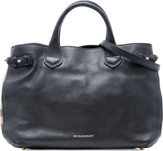 Burberry Pre-owned Burberry Medium Leather and House Check Banner Satchel ITCF&10SCA