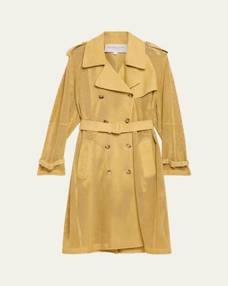 Michael Kors Belted Perforated Suede Trench Coat