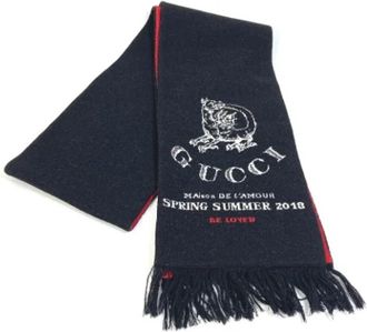 Gucci Pre-owned Wool scarves - Heren - Vintage Accessoires - Zwart - ONE Size - Wol - Vintage