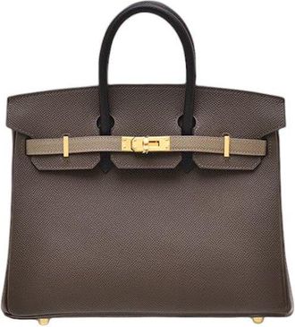 Herm&egrave;s Tricolour Epsom 25cms Birkin Ecorce Etoupe Noir with Gold Hardware