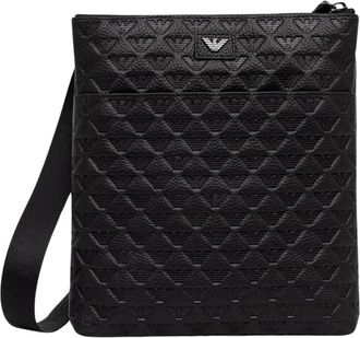 Emporio Armani Minorca Crossbody Tas - Heren - Schoudertassen - Zwart - ONE Size - Leer - Tassen