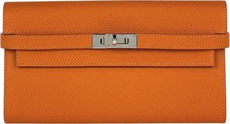 Herm&egrave;s Orange Epsom Leather Long Wallet (Bi-Fold) (Pre-Owned)