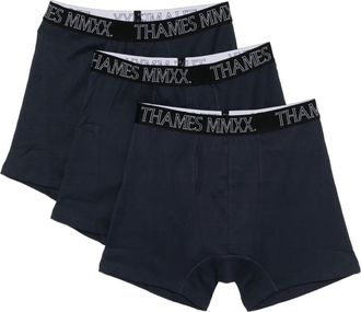 Thames MMXX Drie boxershorts met logoband - Blauw