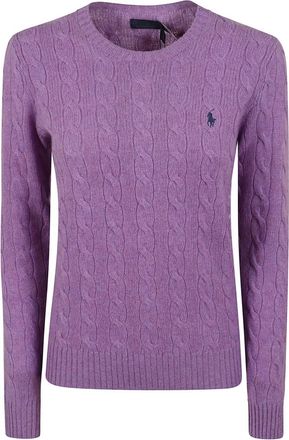 Polo Ralph Lauren Julianna Trui met Lange Mouwen - Dames - Ronde hals truien - Paars - M - Wol - Truien & Vesten