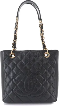 Chanel Matelasse Black Grained Calfskin Handbag Tote Bag (Pre-Owned)